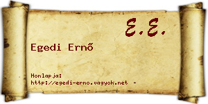 Egedi Ernő névjegykártya
